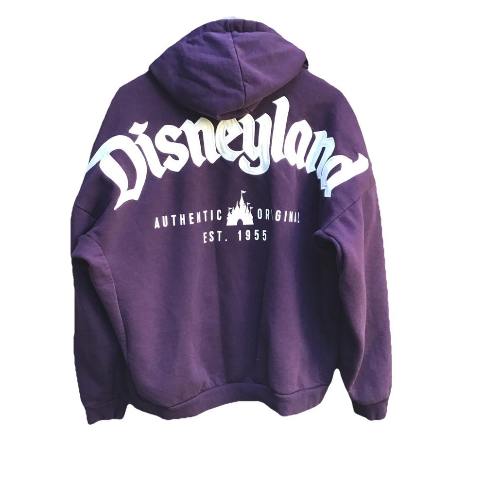 Disneyland Spirit Jersey Women's Large Purple Full Zip Hoodie Spell Out Disney